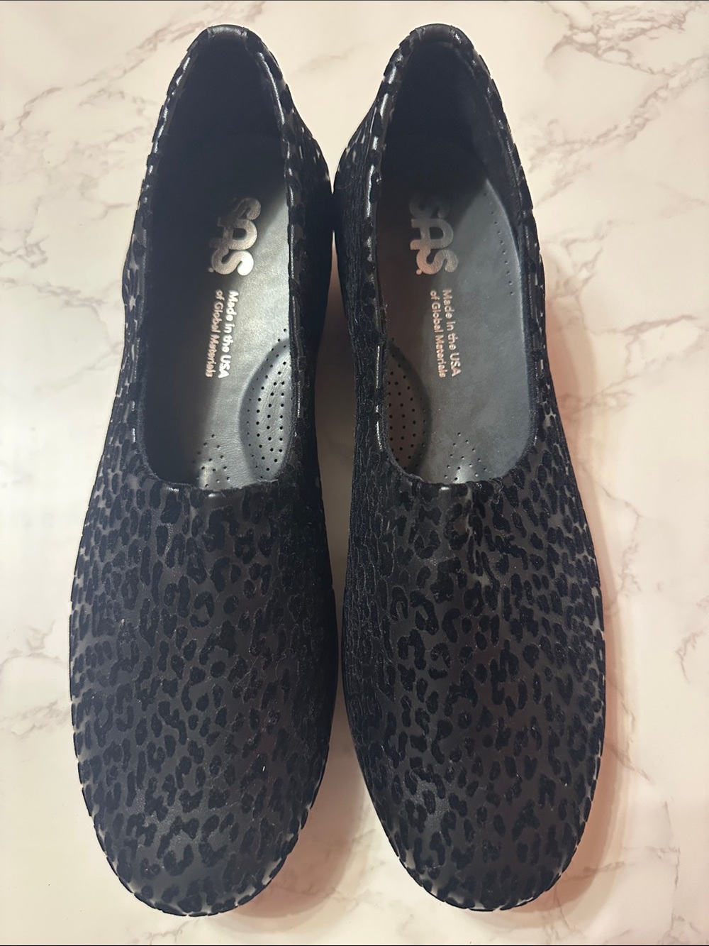 SAS Bliss Wedge Women's Leopard-Print Black Slip-On Shoes